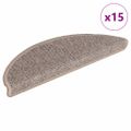 vidaXL Schodové rohože 15 ks 56x17x3 cm tmavobéžové polkruhové