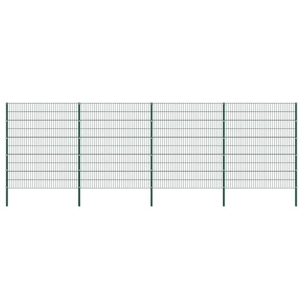 vidaXL Plotový panel so stĺpikmi, železný, 867x200 cm, zelený