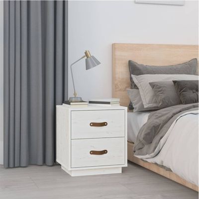 vidaXL Nočný stolík biely 40x34x45 cm masívne borovicové drevo