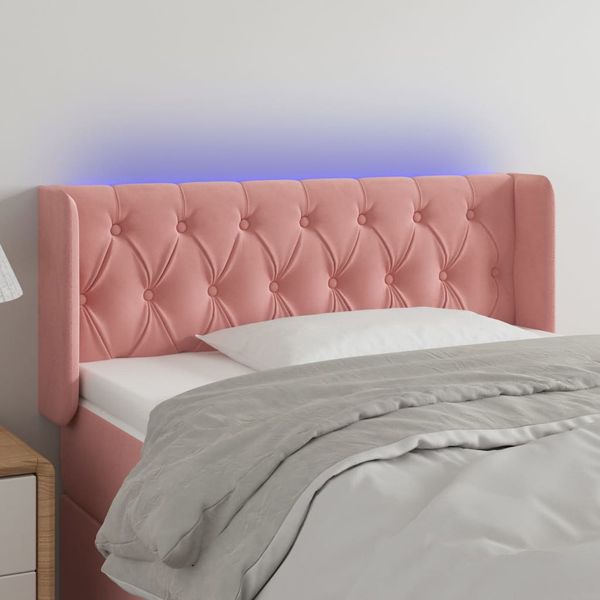 vidaXL Čelo postele s LED ružové 103x16x78/88 cm zamat