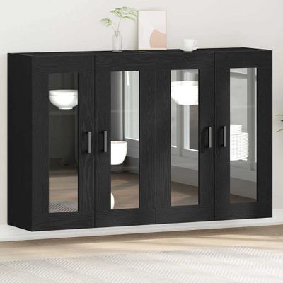 vidaXL Nástenné skrinky 2 pcs Čierny dub 69,5 x 34 x 90 cm
