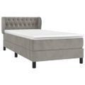 vidaXL Posteľný rám boxsping s matracom bledosivý 90x200 cm zamat