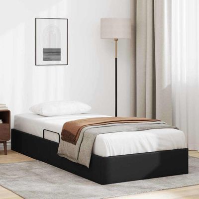 vidaXL Úložná posteľ s úložiskom Čierna 90 x 190 cm Umelá koža