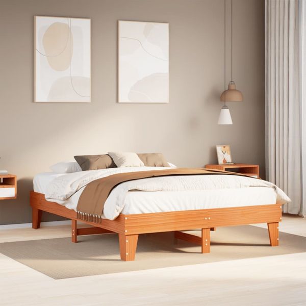 vidaXL Posteľ bez matraca voskový 150x200 cm masívna borovica