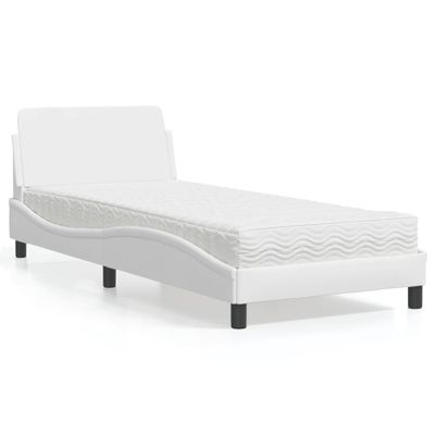 vidaXL Posteľ s matracom Dover biela 90x200 cm umelá koža