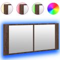 vidaXL LED kúpeľňová zrkadlová skrinka hnedý dub 100x12x45 cm