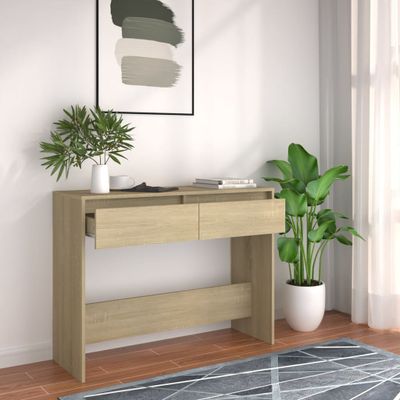 vidaXL Konzolový stolík, dub sonoma 100x35x76,5 cm, kompozitné drevo