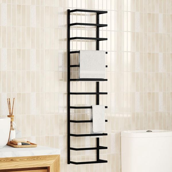 vidaXL Stojan na uteráky čierny 24x12x96 cm oceľ