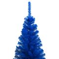 vidaXL Osvetlený umelý vianočný stromček s guľami, modrý 210 cm, PVC