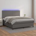 vidaXL Boxspring posteľ s matracom a LED sivá 180x200 cm umelá koža