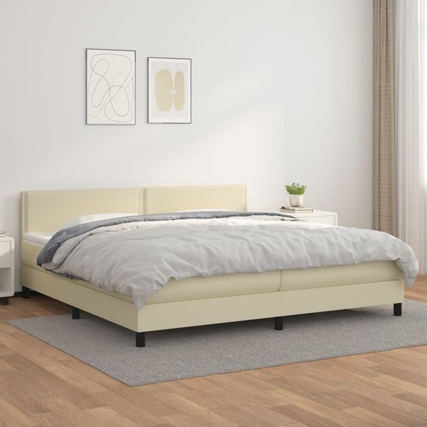 vidaXL Boxspring posteľ s matracom krémová 200x200 cm umelá koža