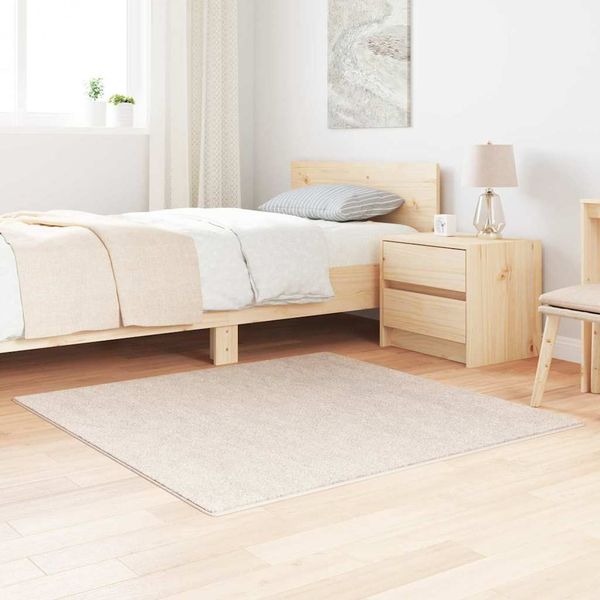 vidaXL Protišmykový Shaggy Koberec Krémová 120 x 120 cm PP