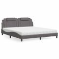 vidaXL Posteľ Viana s matracom sivá 180x200 cm umelá koža