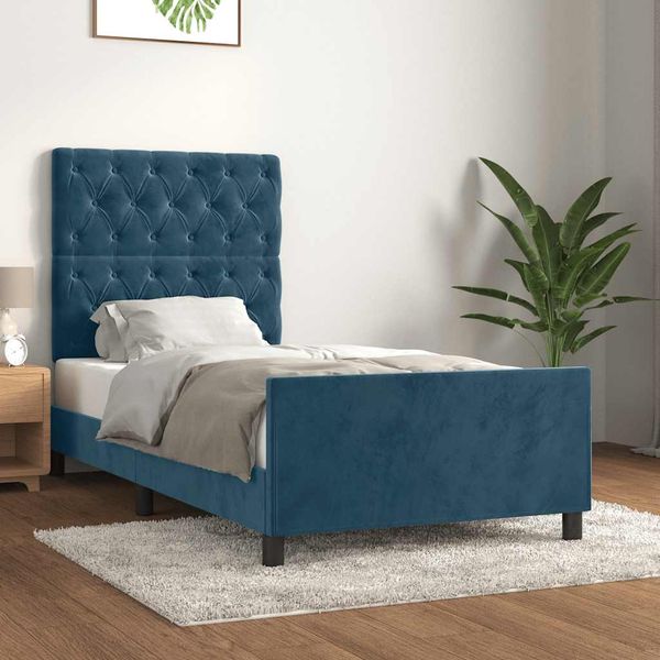 vidaXL Posteľ bez matraca tmavomodrý 80x200 cm zamat