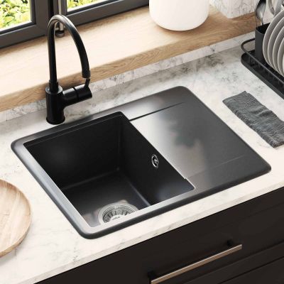 vidaXL Drez Čierna 560 x 460 mm 80% Kvárc a 20% Živica