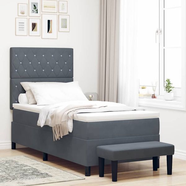 vidaXL Posteľ s pružinovým rámom Tmavo šedá 200 x 90 cm Zamat