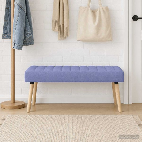 vidaXL Pruhovo prešitá lavica Modrá džínovina 110 x 40 x 46 cm Látka