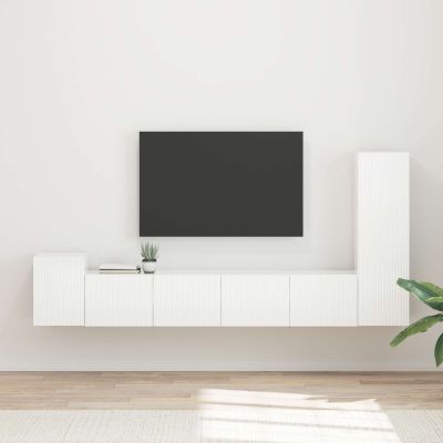 vidaXL Zostava TV skriniek 3 pcs Vysoký lesk bielej Kompozitné drevo