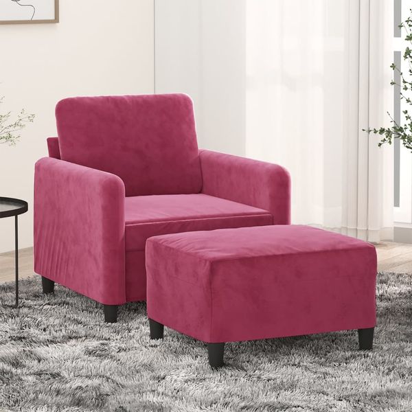 vidaXL Kreslo s podnožkou vínovo-červené 60 cm zamat