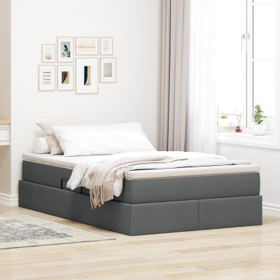 vidaXL Postel s úložným prostorem a matrací Tmavo šedá 120 x 190 cm