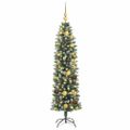 vidaXL Umelý chudý vianočný strom Zelená a biela 150 cm