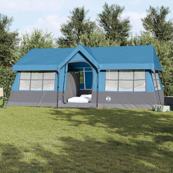 vidaXL Rodinný stan Modrá a šedá 622 x 295 x 238 cm Polyester a oceľ