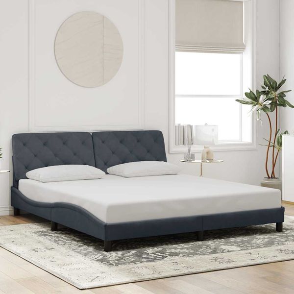 vidaXL Rám postele bez matraca tmavosivá 200x200 cm zamat