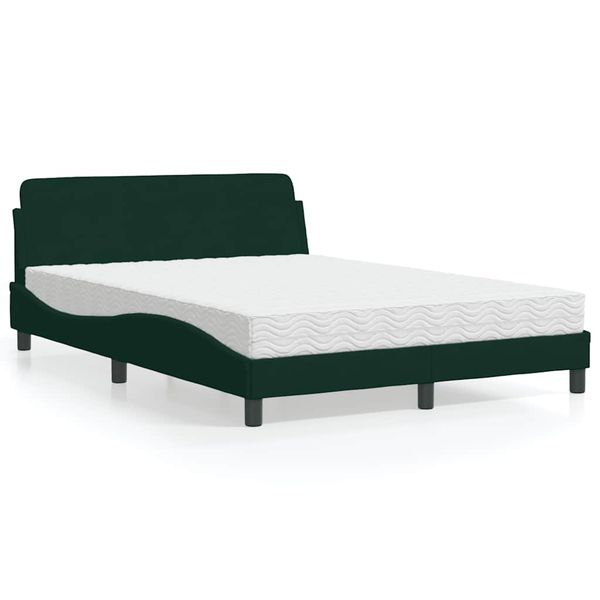 vidaXL Posteľ s matracom Dover tmavozelený 140x190 cm zamat