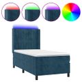 vidaXL Posteľný rám boxsping matrac a LED tmavomodrý 90x200 cm zamat