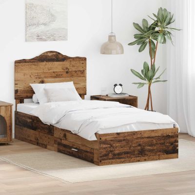 vidaXL Rám postele Staré drevo 90 x 190 cm Kompozitné drevo