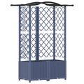 vidaXL Vyvýšený záhon s mriežkou a strechou Sivá 122 x 40 x 138 cm PP