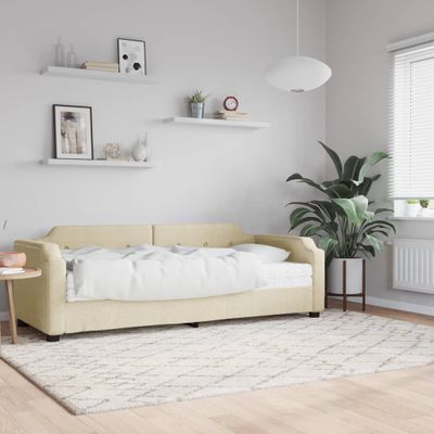 vidaXL Denná posteľ s matracom krémová 90x200 cm látka