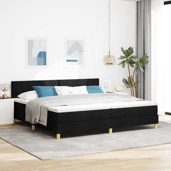 vidaXL Posteľ s pružinovým rámom s vankúšom Čierna 200 x 200 cm látka