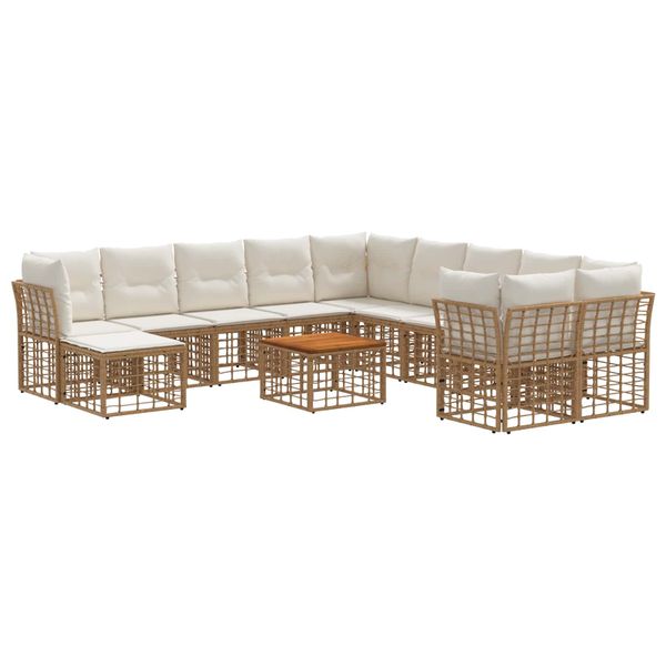 vidaXL Záhradná súprava gaučov 12 pcs Prírodná a krémovo biela