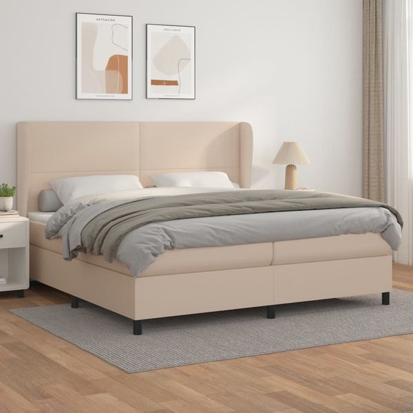 vidaXL Boxspring posteľ s matracom kapučínová 200x200 cm umelá koža