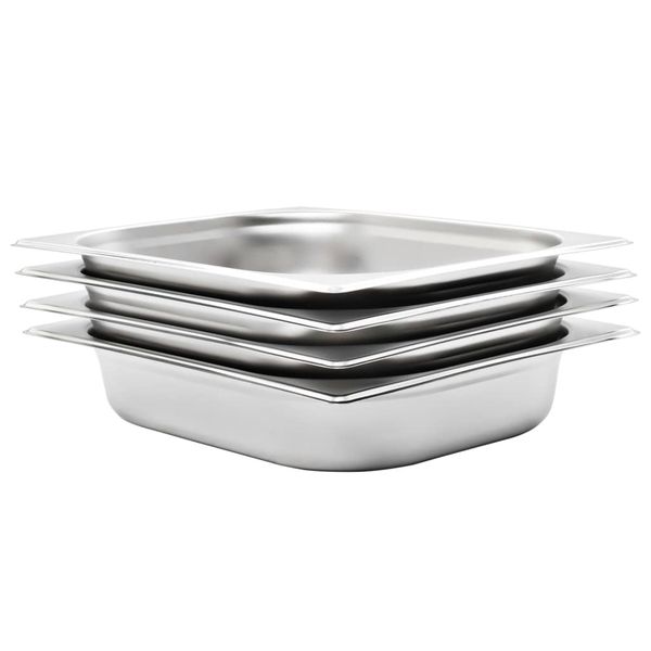 vidaXL Gastronádoby 4 ks, GN 1/2, 65 mm, nehrdzavejúca oceľ
