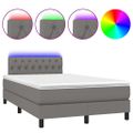 vidaXL Posteľ boxsping s matracom a LED tmavosivá 120x200 cm látka