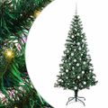 vidaXL Umelý predsvietený vianočný stromček Zelená 180 cm PVC a kov
