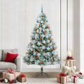 vidaXL Umelý vianočný stromček Zelená a biela 210 cm PVC, kov a plast