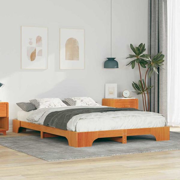vidaXL Rám postele Hnedá 140 x 220 cm Masívne borovicové drevo