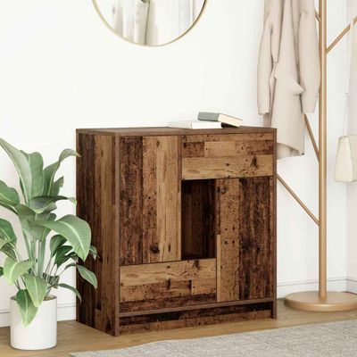 vidaXL Komoda so zásuvkami a dvierkami, staré drevo 70,5x34x74,5 cm