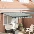 vidaXL Sklopná markíza Zelená a biela 350 x 250 x 165 cm Textil a kov