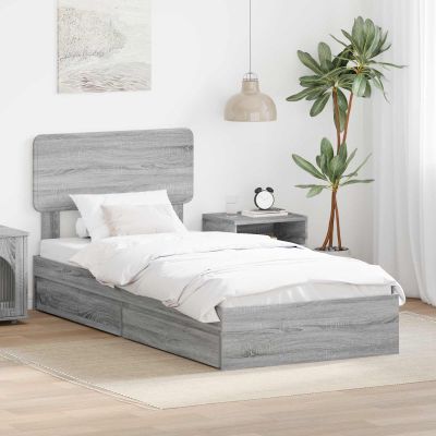 vidaXL Úložná posteľ Sivý Sonoma 100 x 200 cm Kompozitné drevo