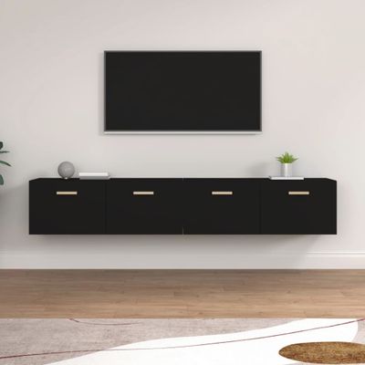 vidaXL Nástenné skrinky 2 ks čierne 100x36,5x35 cm spracované drevo