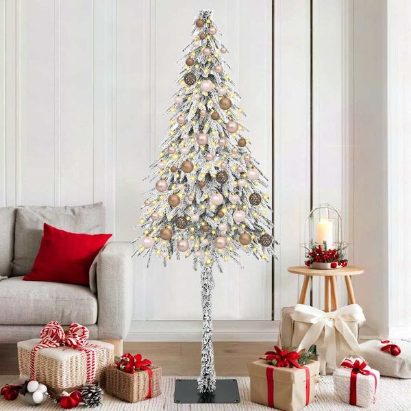vidaXL Vianočný stromček s 300 LED-i Biela 180 cm PE a oceľ