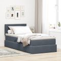 vidaXL Úložná posteľ s čelnou doskou Tmavo šedá 100 x 200 cm Zamat