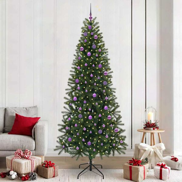 vidaXL Umelý vianočný stromček s 300 LED-i Zelená 240 cm PE a PVC