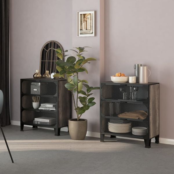 vidaXL Úložné skrinky 2 ks sivé 72x36x82 cm kov a MDF