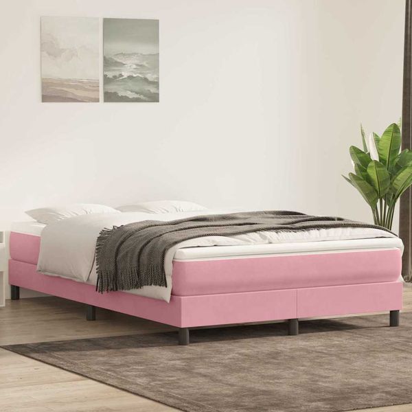 vidaXL Posteľný rám boxsping s matracom ružový 160x220 cm zamat