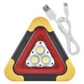 LED výstražný trojuholník, dobíjateľný, COB LED + červená LED